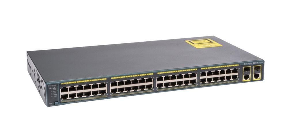 WS-C2960-48TC-L-USE Cisco Catalyst 2960 48-Ports 10/100/1000Base-T RJ-45 Manageable Layer2 Rack-mountable 1U Switch with 2x Gigabit Ethernet Uplink Ports and 2x SFP Slots (Refurbished)
