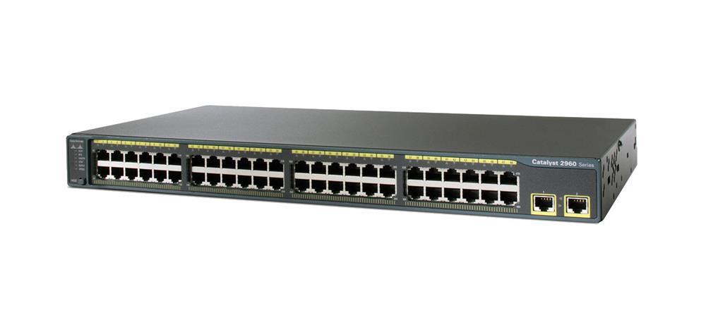 WS-C2960-48TT-L Cisco Catalyst 2960 48-Ports 10Base-T Rj-45 Manageable Layer2 Rack-mountable Swith with 2x Gigabit Ethernet Uplink Ports (Refurbished)