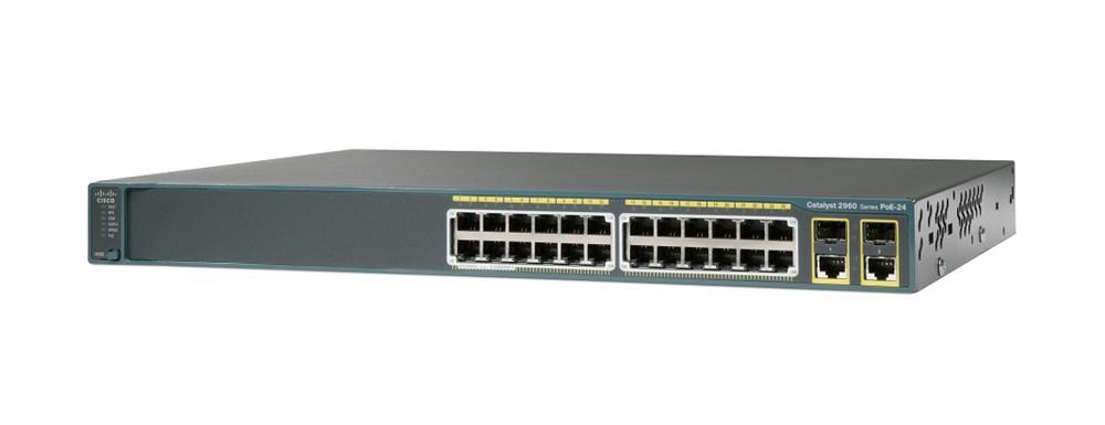 WS-C2960+24PC-L Cisco Catalyst 2960-Plus 24PC-L 24-Ports 10/100Base-TX PoE Manageable Layer2 Rack-mountable Switch with 2x Shared SFP Slots (Refurbished)