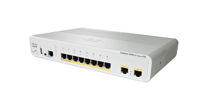 WS-C2960CPD8TTL-RF Cisco Catalyst 2960CPD-8TT-L 8-Ports 10/100/1000Base-T RJ-45 PoE+ USB Manageable Layer2 Desktop, Rack-mountable and Wall Mountable Switch with 2x Gigabit Ethernet Uplink Ports (Refurbished)