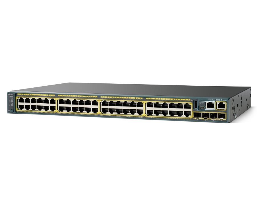 WS-C2960S-48TS-L Cisco Catalyst 2960-S 48-Ports 10/100/1000Base-T RJ-45 Manageable Layer2 Rack-mountable 1U Switch with 4x SFP Ports (Refurbished)