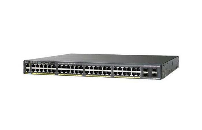 WS-C2960X-48FPS-L Cisco Catalyst 2960-X Series 48-Ports 10/100/1000Base-T RJ-45 PoE USB Manageable Layer2 Rack-mountable 1U and Desktop Switch with 4x SFP Ports (Refurbished)