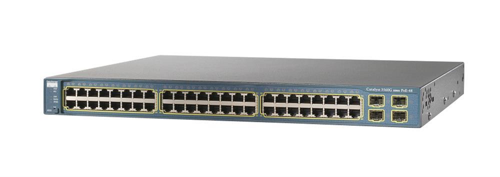WS-C3560G-48PS Cisco Catalyst 3560G-48PS 48-Ports 10/100/1000 RJ-45 PoE Manageable Layer2 Fixed, Rack Mountable and Standalone/Clustering Ethernet Switch with 4x SFP Ports (Refurbished)
