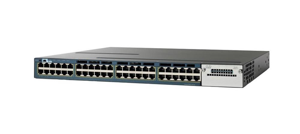 WS-C3560X-48T-E Cisco Catalyst 3560 48-Ports 10/100/1000Base-T RJ-45 USB Manageable Layer3 Rack-mountable 1U Ethernet Switch with 1x Expansion Slot (Refurbished)