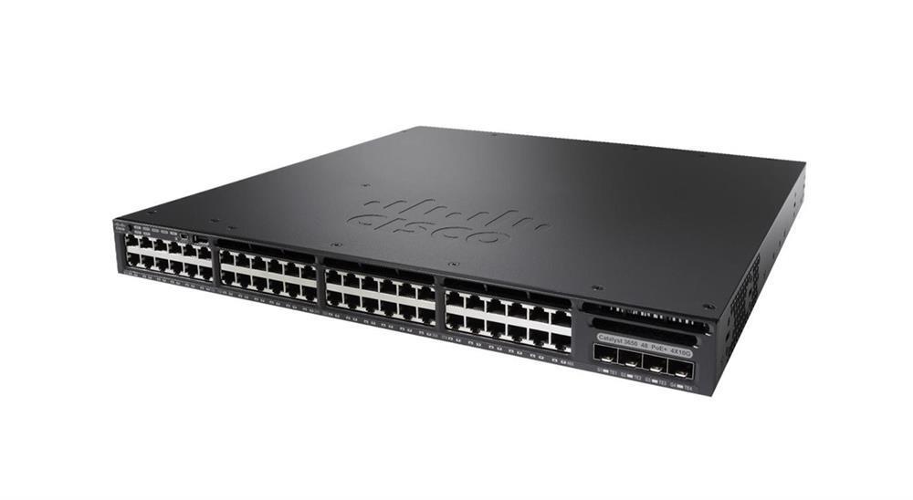 WS-C3650-48PQ-S Cisco Catalyst 3650 Series 48-Ports 10/100/1000Base-T RJ-45 PoE+ Manageable Layer4 Rack-mountable 1U Switch with 4x SFP+ Ports (Refurbished)
