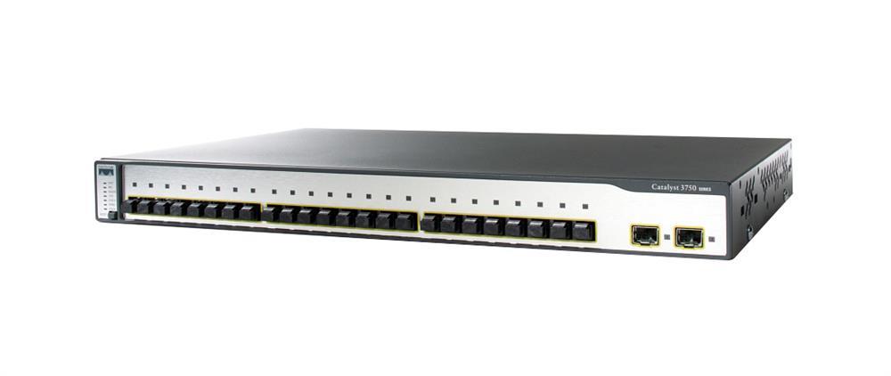 WS-C3750-24FS-S Cisco Catalyst 3750 24-Ports 100Base-FX Manageable Layer3 Rack Mountable 1U and Stackable Switch with 2x SFP Ports (Refurbished)