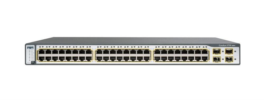 WS-C375048TSSNS Cisco Catalyst 3750 48-Ports 10/100 RJ-45 Managebale Layer3 Rack-mountable 1U Stackable Ethernet Switch with 4x SFP Ports (Refurbished)