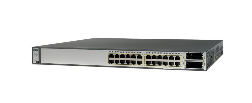 WS-C3750E-24TD-S Cisco Catalyst 3750E 24-Ports 10/100/1000 RJ-45 Manageable Layer4 Stackable Ethernet Switch with 2x Uplink Ports (Refurbished)