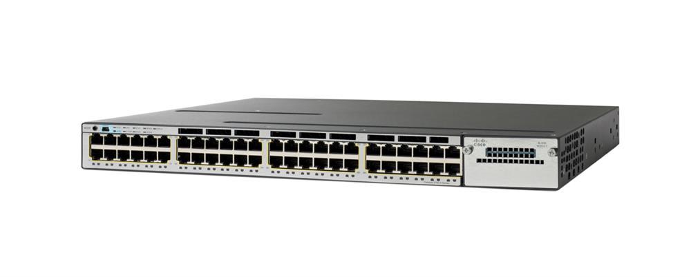 WS-C3750X-48P-S-BO Cisco Catalyst 3750x-48p 48-Ports 10/100/1000Base-T RJ-45 PoE+ Manageable Layer2 Rack-mountable 1U Stackable Ethernet Switch with 2x Expansion Slots (Refurbished)