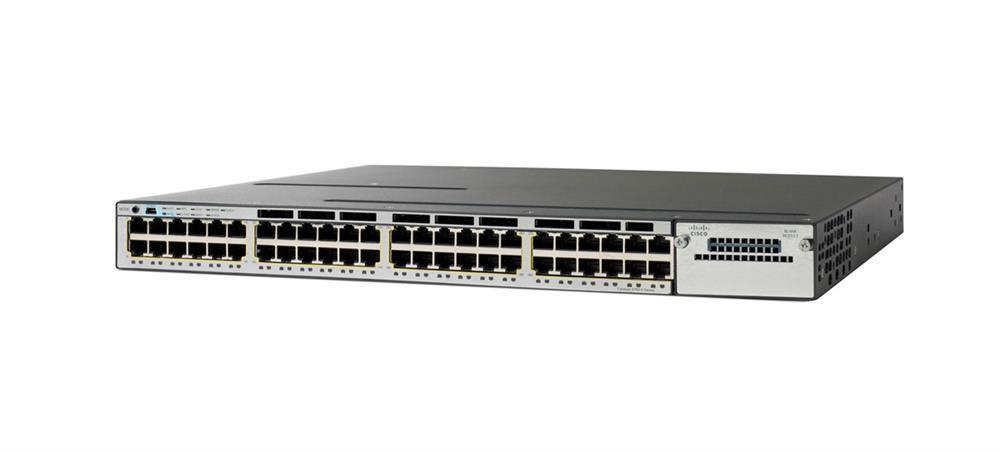 WS-C3850-48F-S-RF Cisco Catalyst WS-C3850-48F-S 48-Ports 10/100/1000Base-T RJ-45 PoE+ Manageable Layer3 Rack-mountable 1U and Desktop Stackable Switch (Refurbished)