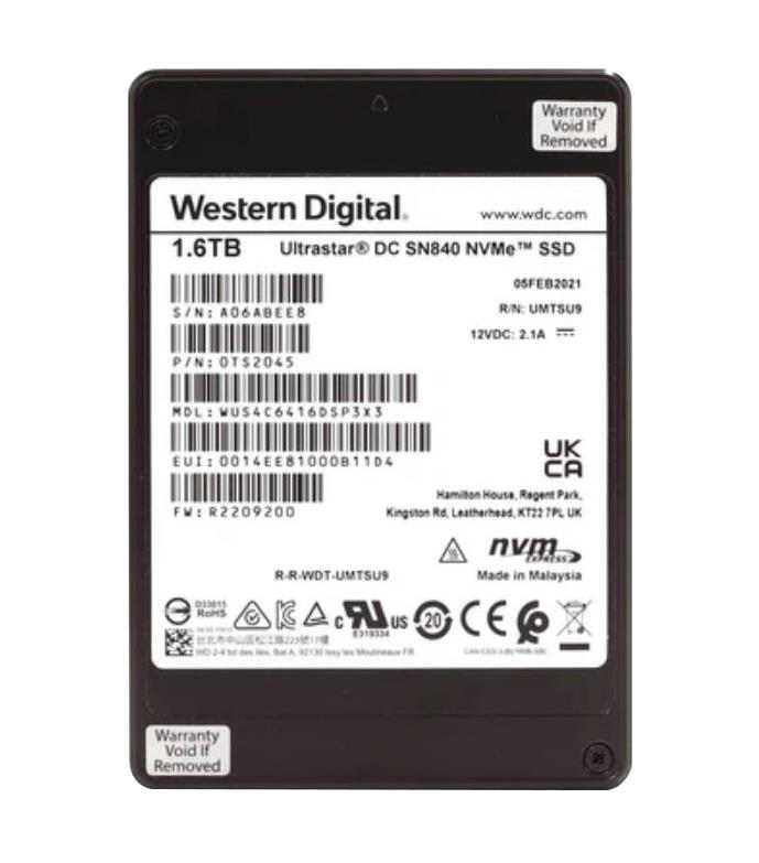 WUS4C6416DSP3X3 WD 1.6TB PCI Express NVMe 3.1 x4 TLC U.2 2.5-inch Solid State Drive (SSD)