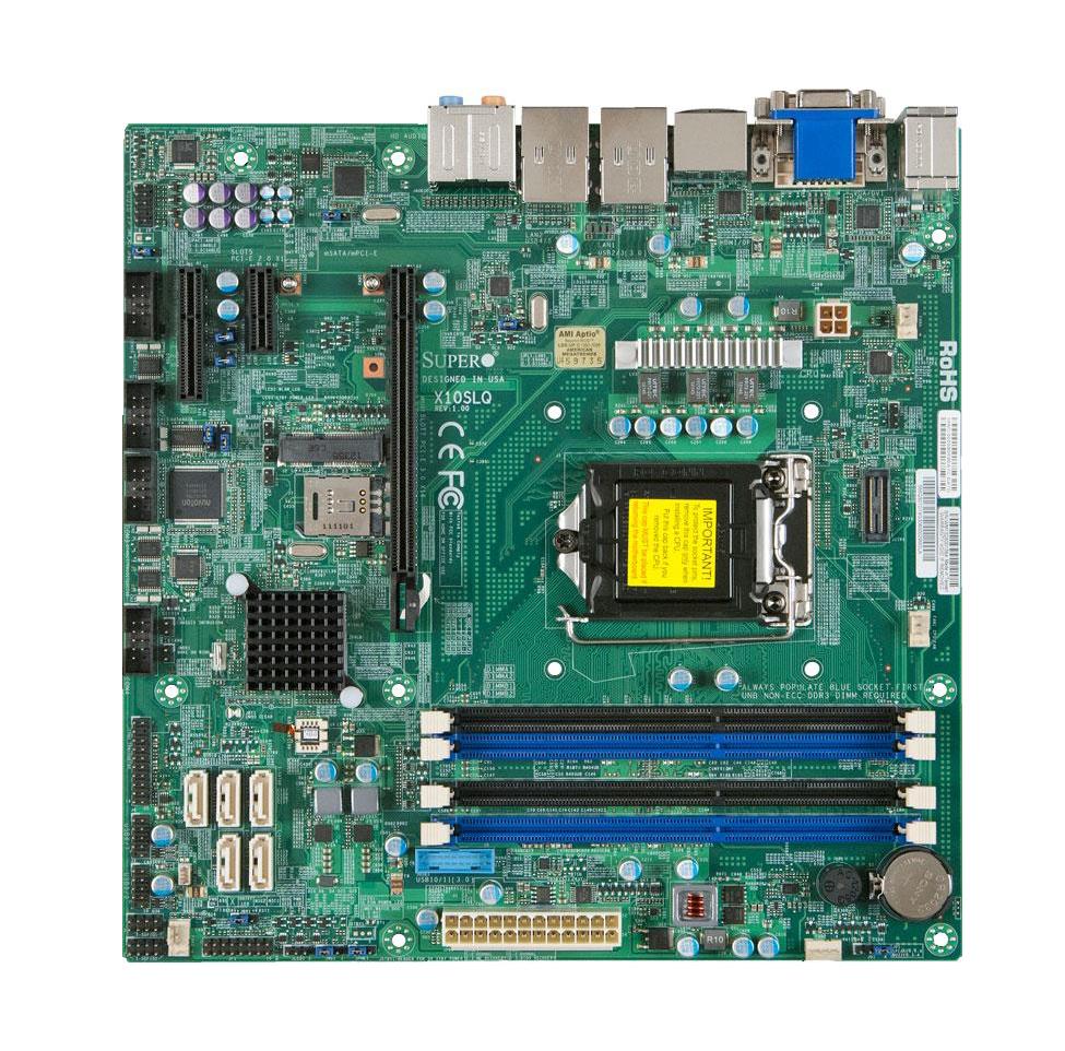 X10SLQ-O SuperMicro X10SLQ-L Socket LGA 1150 Intel Q87 Express Chipset 4th Generation Core i7 / i5 / i3 / Pentium / Celeron Processors Support DDR3 2xDIMM 5x SATA3 6.0Gb/s uATX Motherboard (Refurbished)