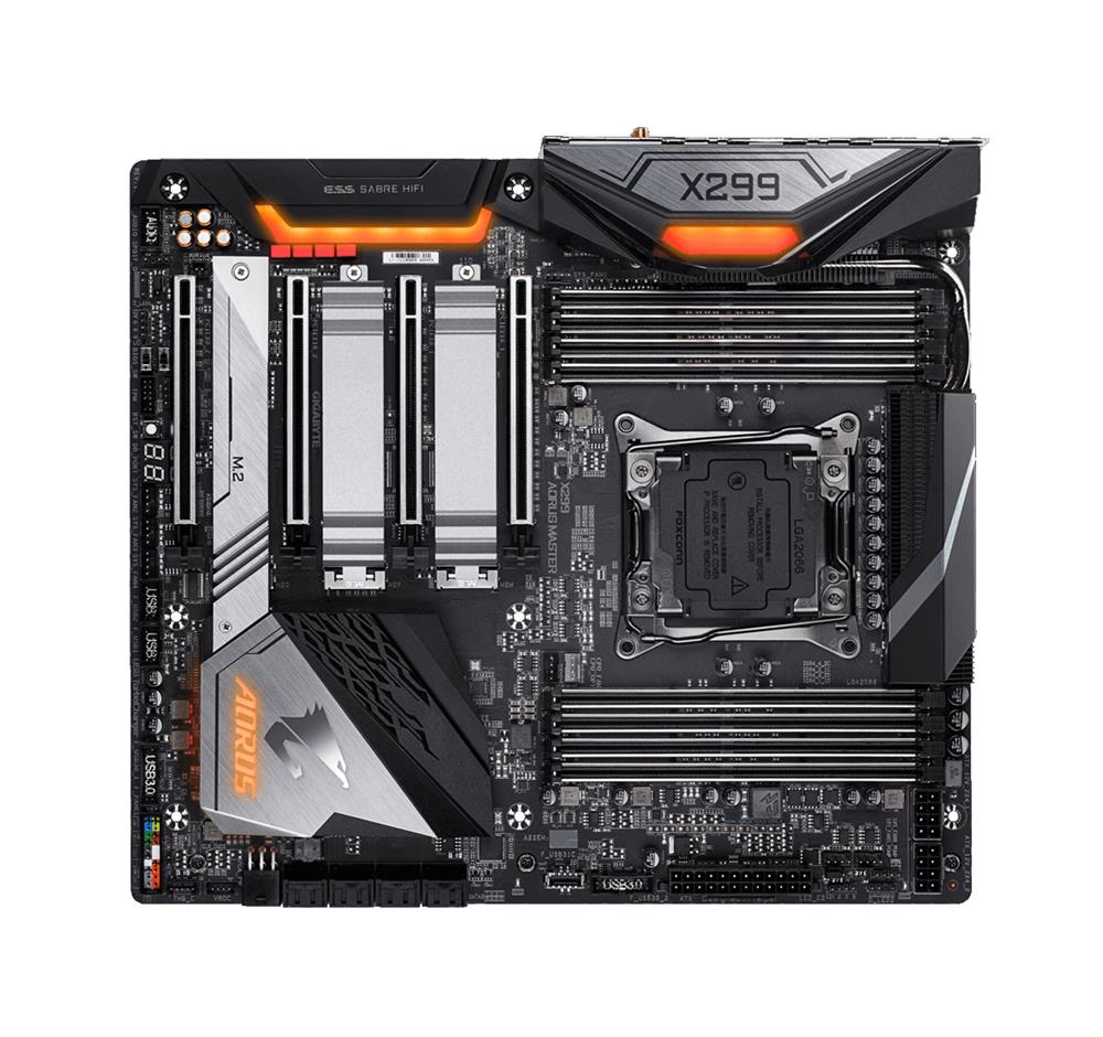 X299 AORUS MASTER (rev. 1.0) Gigabyte Socket 2066 AMD X299 Express Chipset Core X Series Processors Support DDR4 8x DIMM 8x SATA 6.0Gb/s E-ATX Motherboard (Refurbished)