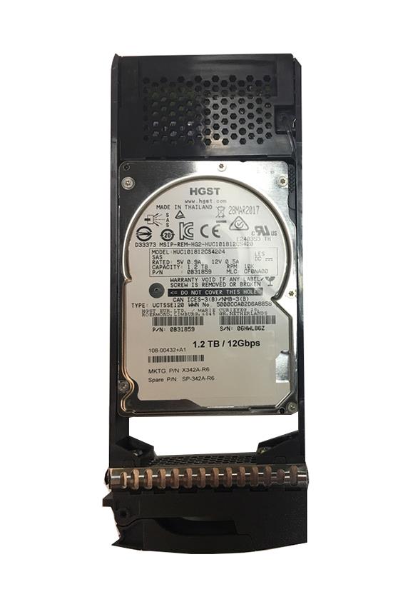X342A-R6 NetApp 1.2TB 10000RPM SAS 12Gbps 2.5-inch Internal Hard Drive for DS224C
