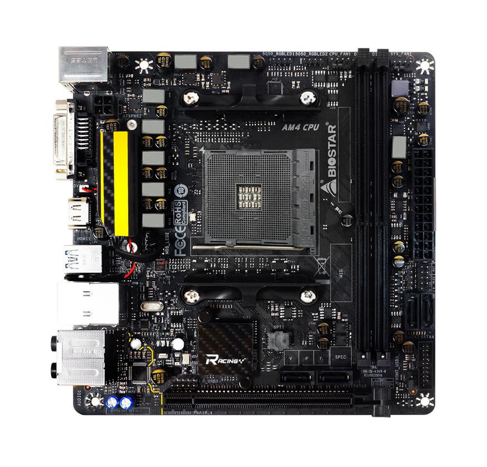 X370GTN Biostar Socket AM4 AMD X370 Chipset AMD A-Series APU/ Ryzen Processors Support DDR4 2x DIMM 4x SATA3 6.0Gb/s Mini-ITX Motherboard (Refurbished)