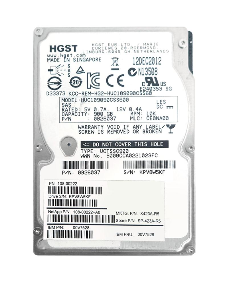 Netapp 900GB 2.5" Hard Drive X423A-R5 10K 6GBPS SAS HUC109090CSS600 