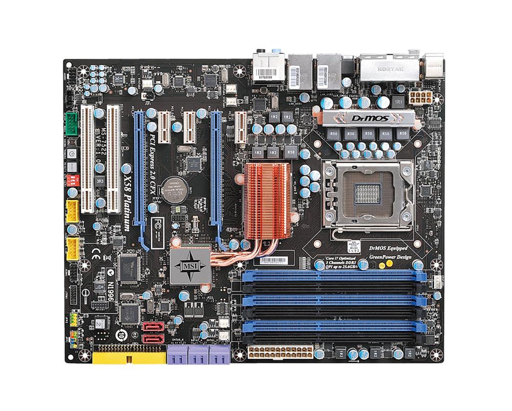 X58-PLATIUM MSI X58 Platinum Socket LGA 1366 Intel X58 + ICH10R Chipset Core i7 Processors Support DDR3 6x DIMM 8x SATA 3.0Gb/s ATX Motherboard (Refurbished)