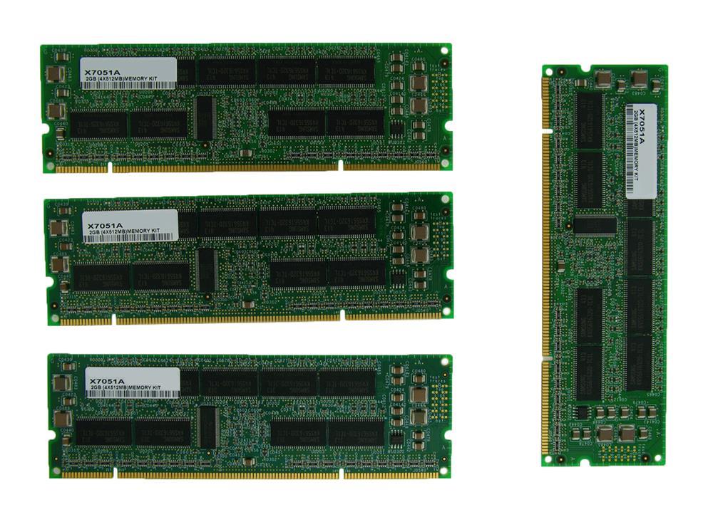 X7051A-Z Sun 2GB Kit (4 X 512MB) PC100 100MHz ECC Registered 3.3V 7ns 232-Pin DIMM Memory