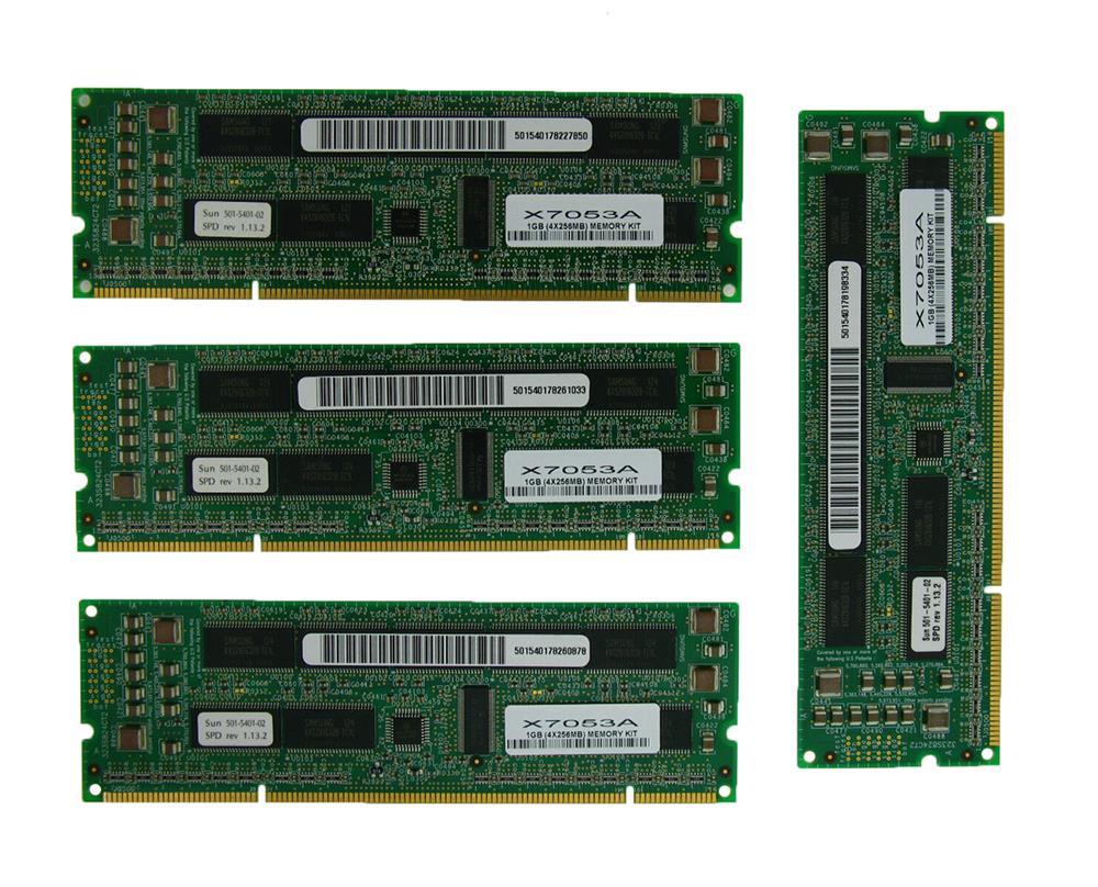 X7053A-Z Sun 1GB Kit (4x256MB) PC100 100MHz ECC Registered 3.3V 7ns 232-Pin DIMM Memory