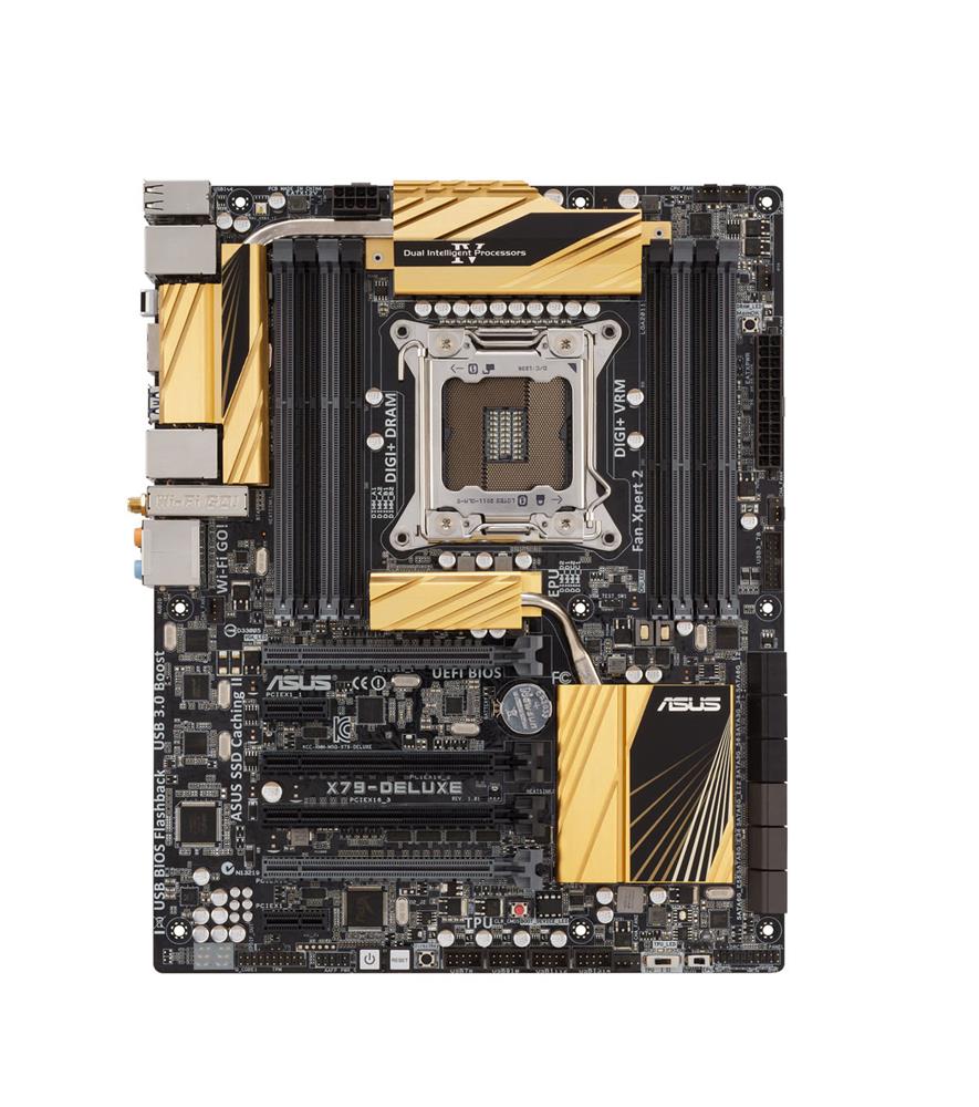X79DELUXE ASUS X79-DELUXE Socket LGA 2011 Intel X79 Chipset Core i7/ Core i7 Extreme Edition Processors Support DDR3 8x DIMM 4x SATA 3.0Gb/s ATX Motherboard (Refurbished)