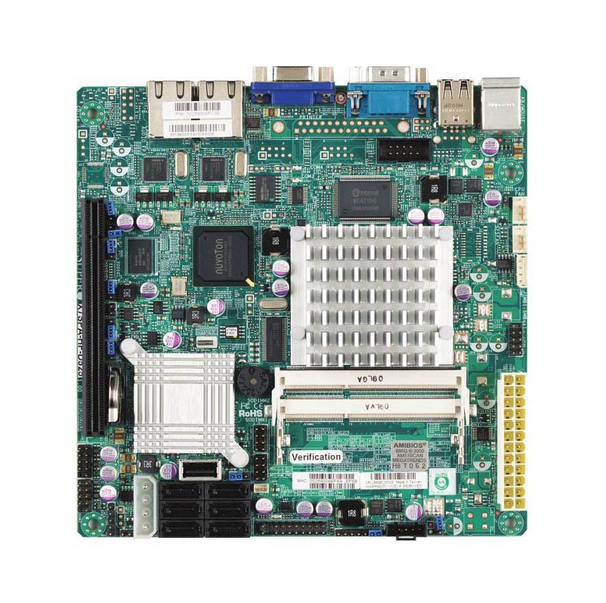 X7SPA-HF-D525-B SuperMicro X7SPA-HF-D525 Socket On Board Intel ICH9R Express Chipset Intel Atom D525 Processors Support DDR3 2x SO-DIMM 6x SATA 3.0Gb/s Mini ITX Server Motherboard (Refurbished)