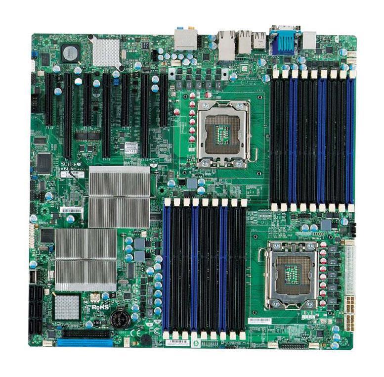 X8DAHFB SuperMicro X8DAH+-F Dual Socket LGA 1366 Intel 5520 Chipset Intel Xeon 5600/5500 Series Processors Support DDR3 18x DIMM 6x SATA2 3.0Gb/s Enhanced Extended ATX Server Motherboard (Refurbished)