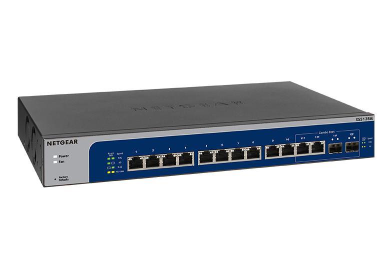 XS512EM-100NAS Netgear 12-Port 10-Gigabit/Multi-Gigabit Ethernet Smart Managed Plus Switch (XS512EM) - 12 Ports - Manageable - 10 Gigabit Ethernet - 10GBase-T - 3 Layer Supported - Modular - Twisted Pair, Optical  (Refurbished)