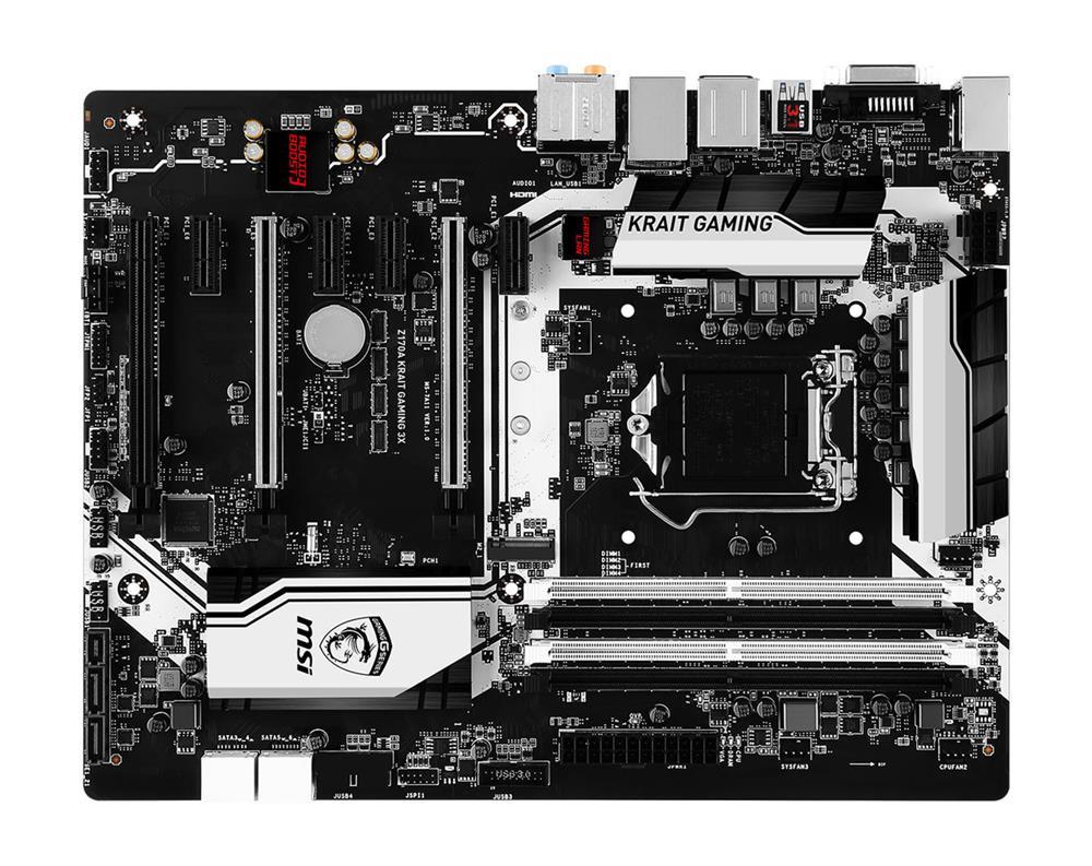 Z170A KRAIT GAMING 3X MSI Socket LGA 1151 Intel Z170 Express Chipset 6th Generation Core i7 / i5 / i3 / Pentium / Celeron Processors Support DDR4 4x DIMM 6x SATA 6.0Gb/s ATX Motherboard (Refurbished)