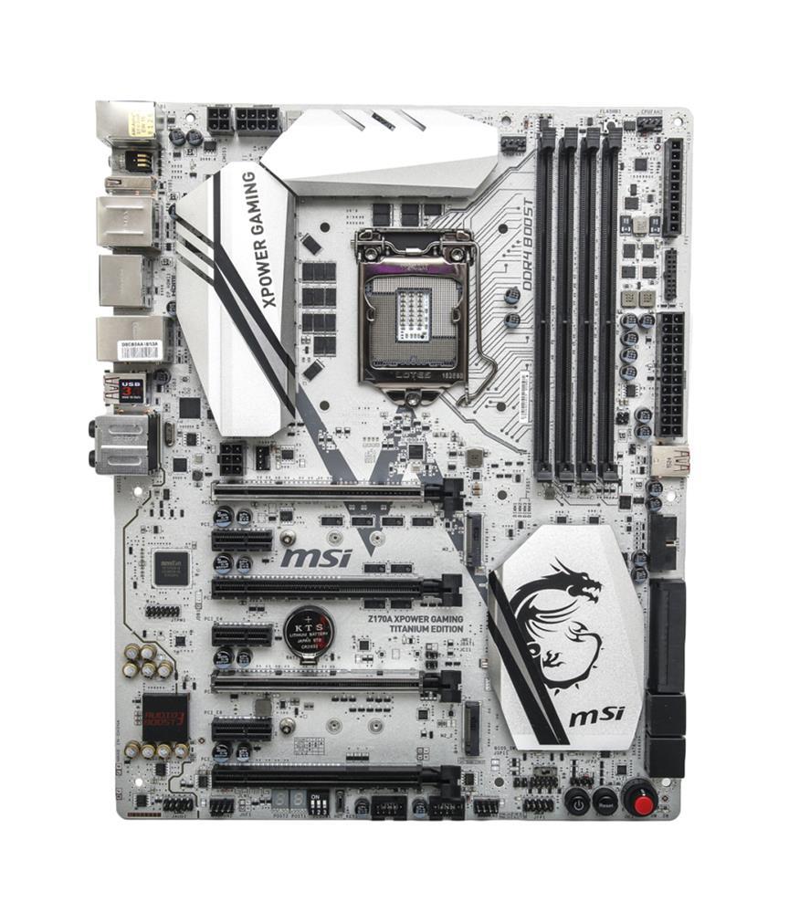 Z170AXPOWERGAMINGTITANIUMEDITION MSI Socket LGA 1151 Intel Z170 Express Chipset 6th Generation Core i7 / i5 / i3 / Pentium / Celeron Processors Support DDR4 4x DIMM 8x SATA 6.0Gb/s ATX Motherboard (Refurbished) Z170A XPOWER GAMING TITANIUM EDITION