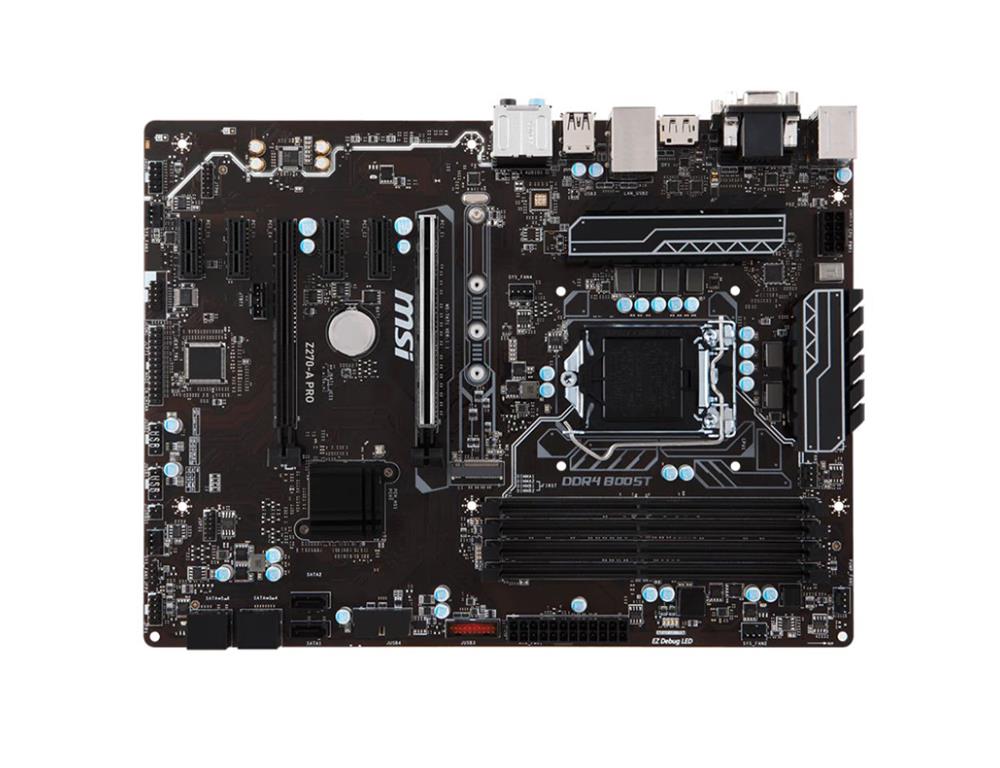 Z270APRO MSI Z270-A PRO Socket LGA 1151 Intel Z270 Express Chipset Pentium / Celeron / Core i7 / i5 / i3 Processors Support DDR4 4x DIMM 6x SATA 6.0Gb/s ATX Motherboard (Refurbished)