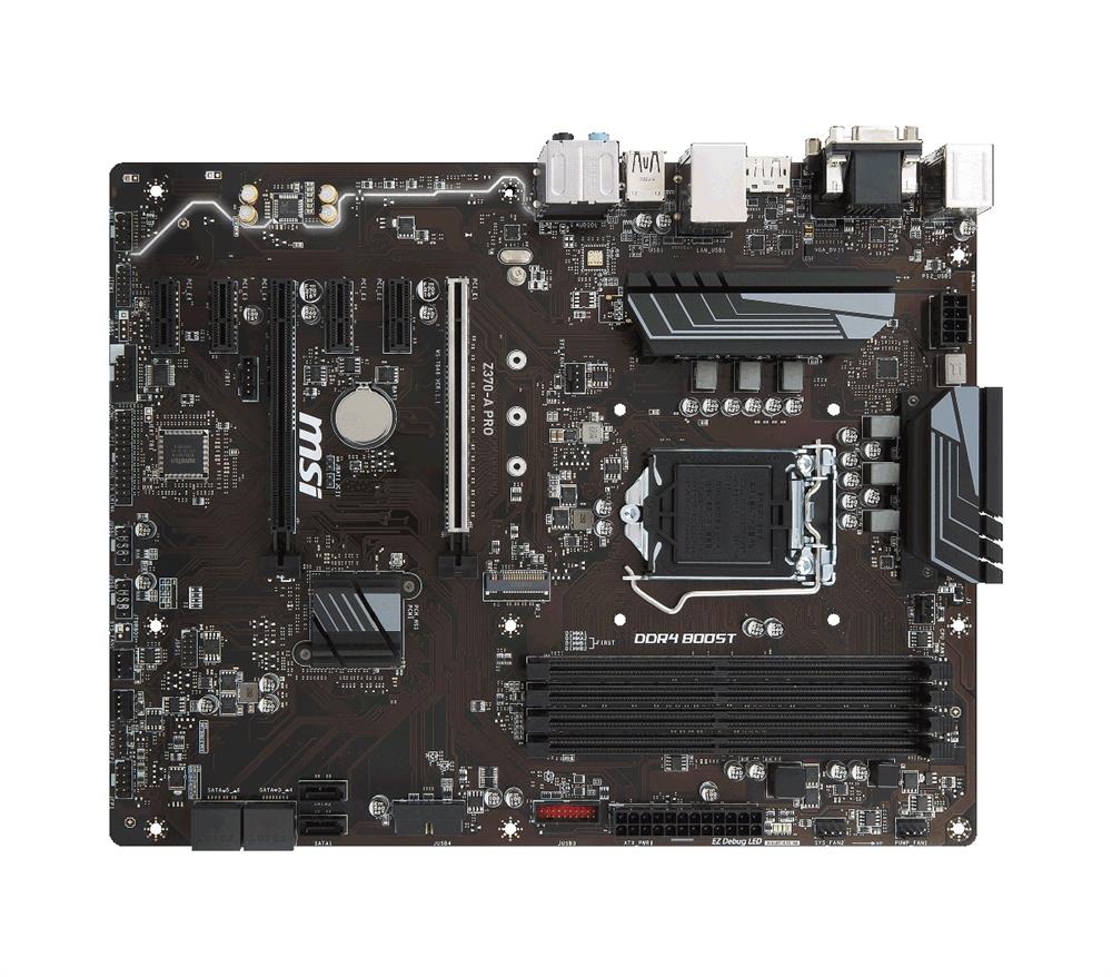 Z370-A PRO MSI Socket LGA 1151 Intel Z370 Chipset Core i7 / Pentium / Celeron Processors Support DDR4 4x DIMM 6x SATA 6.0Gb/s ATX Motherboard (Refurbished)