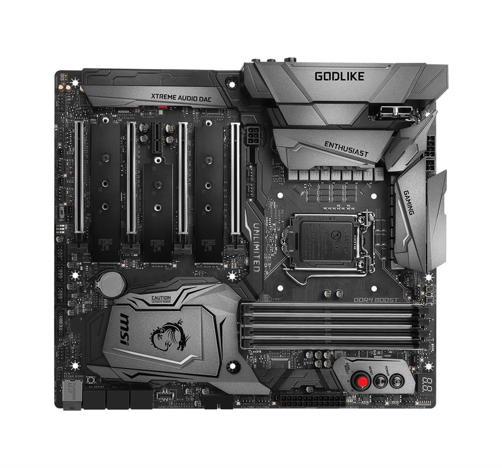 Z370 GODLIKE GAMING MSI Socket LGA 1151 Intel Z370 Chipset 8th Generation Core i7 / i5 / i3 / Pentium / Celeron Processors Support DDR4 4x DIMM 6x SATA 6.0Gb/s Extended-ATX Motherboard (Refurbished)
