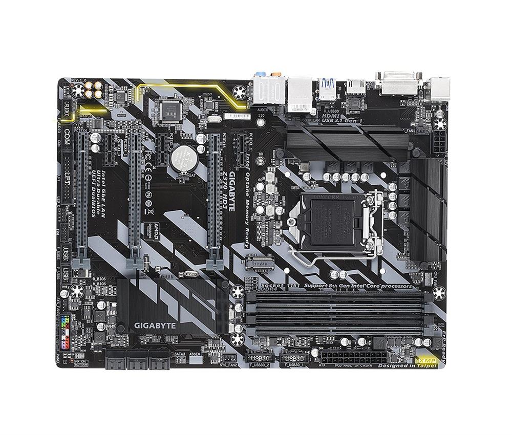 Z370 HD3 Gigabyte Socket LGA 1151 Intel Z370 Express Chipset 8th Generation Core i7 / i5 / i3 Processors Support DDR4 4x DIMM 6x SATA 6.0Gb/s ATX Motherboard (Refurbished)