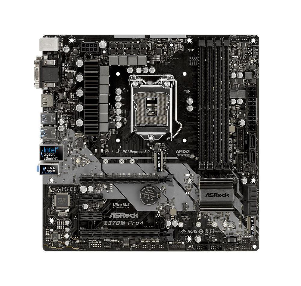 Z370M Pro4 ASRock Socket LGA 1151 Intel Z370 Chipset 8th Generation Core X-Series Processors Support DDR4 4x DIMM 6x SATA3 6.0Gb/s Micro-ATX Motherboard (Refurbished)