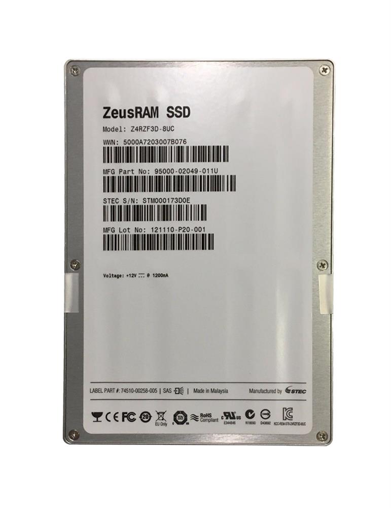 Z4RZF3D-8UC Stec ZeusRAM Z4 8GB MLC SAS 6Gbps 3.5-inch Internal Solid State Drive (SSD)