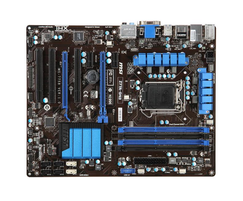 Z77A-G43-38695 MSI Z77A-G43 Socket LGA 1155 Intel Z77 Chipset Core i7 / i5 / i3 Processors Support DDR3 4x DIMM 4x SATA 3.0Gb/s ATX Motherboard (Refurbished)