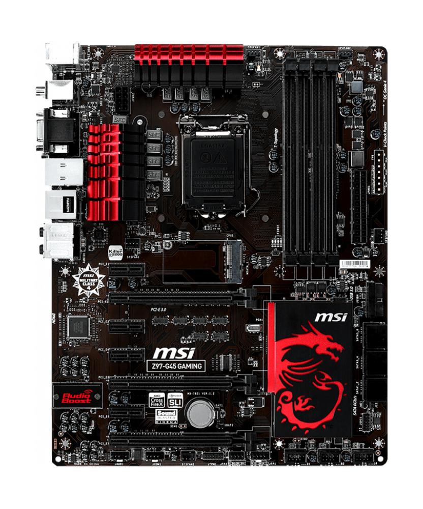 Z97-G45 GAMING MSI Socket LGA 1150 Intel Z97 Express Chipset 4th/5th Generation Core i7 / i5 / i3 / Pentium / Celeron Processors Support DDR3 4x DIMM 6x SATA 6.0Gb/s ATX Motherboard (Refurbished)