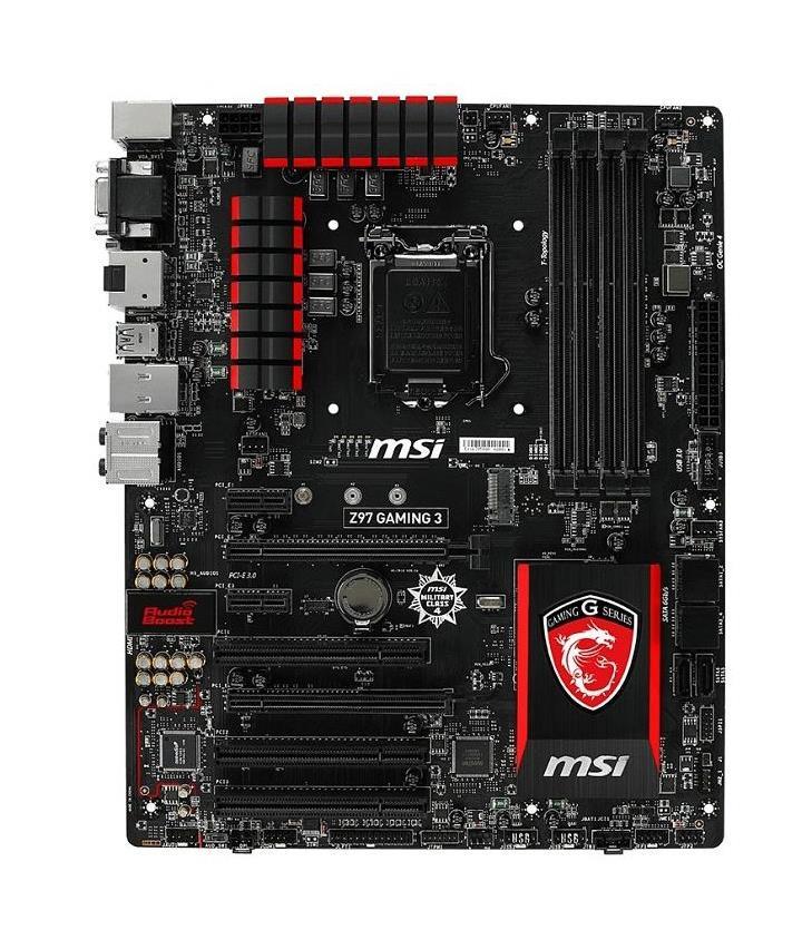 Z97 GAMING 3 MSI Socket LGA 1150 Intel Z97 Express Chipset 4th/5th Generation Core i7 / i5 / i3 / Pentium / Celeron Processors Support DDR3 4x DIMM 6x SATA 6.0Gb/s ATX Motherboard (Refurbished)