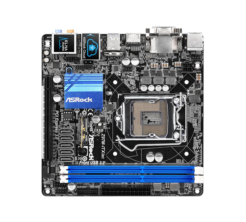 Z97M-ITX/AC ASRock Socket LGA 1150 Intel Z97 Chipset 5th Generation Core i7 / i5 / i3 / Pentium / Celeron / Coen Processors Support DDR3/DDR3L 2x DIMM 5x SATA3 6.0Gb/s Mini-ITX Motherboard (Refurbished)