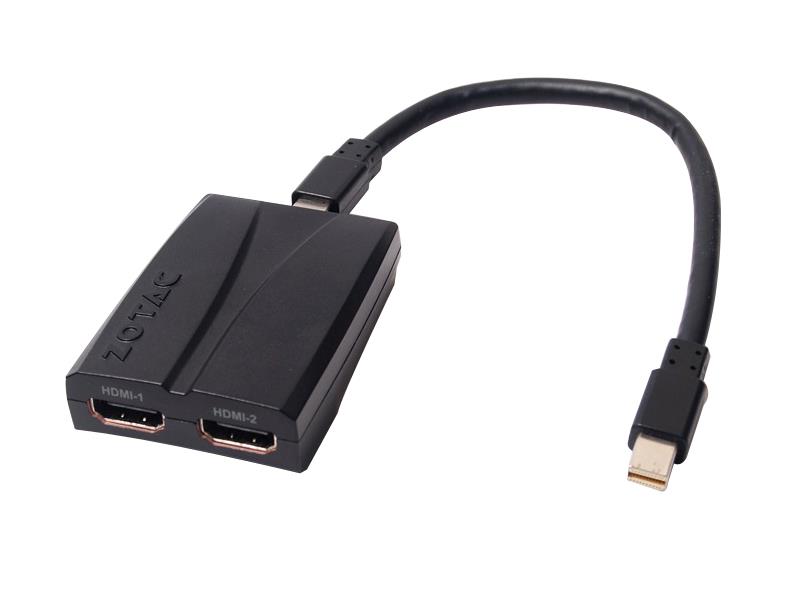 ZT-MDP2HD Zotac mini-DisplayPort to Dual HDMI Adaptor 1 x Mini DisplayPort Male Digital Audio/Video 2 x HDMI Female Digital Audio/Video