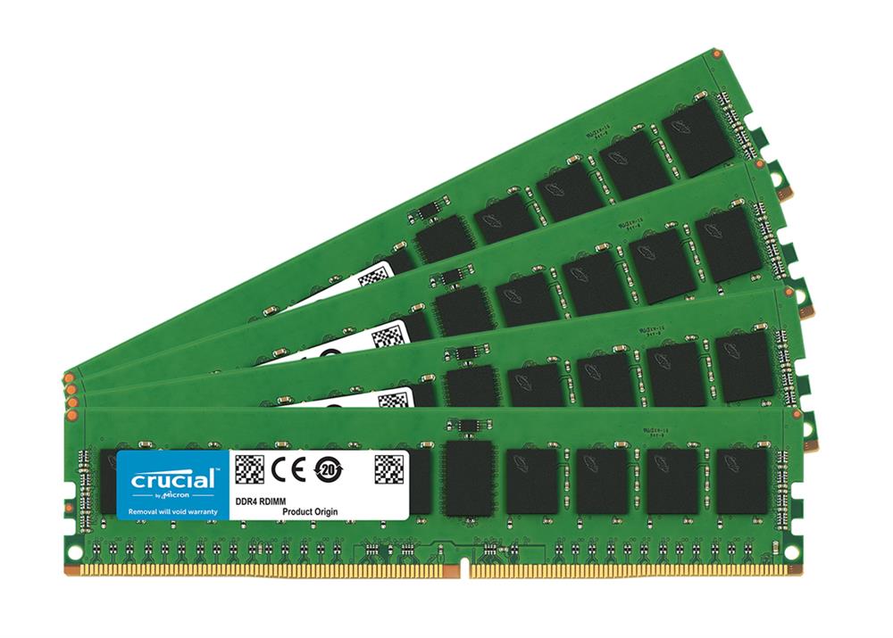 CT4K16G4RFS424A Crucial 64GB Kit (4 X 16GB) PC4-19200 DDR4-2400MHz Registered ECC CL17 288-Pin DIMM 1.2V Single Rank Memory
