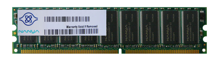 NT256D72S89ABG-75T Nanya 256MB PC2100 DDR-266MHz ECC Unbuffered CL2.5 184-Pin DIMM Memory Module