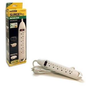 STS164 Belkin 6 Outlet Stanley SurgePro with 740 Joules Receptacles: 6 x NEMA 5-15R 740J