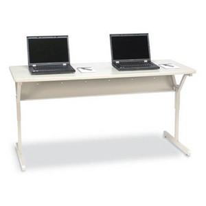 3564-GMQ Bretford Connections Series 3564 Youth Height Work Center Rectangle Top Y-shaped Base 72" Table Top Width x 24" Table Top Depth x 1" Table Top Thickness 32" Height Mist Gray, Quartz