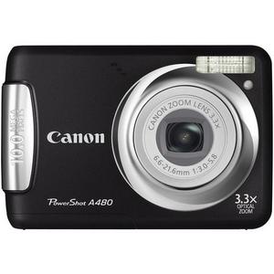 3475B001 Canon PowerShot A480 10 Megapixel Compact Camera Black 2.5" LCD 3.3x Optical Zoom 128 MB Secure Digital (SD) Card Included 3648 x 2736 Image 640 x 480 Video PictBridge (Refurbished)