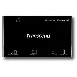 TS-RDM3R Transcend Multi-Card Reader M3 CompactFlash Type I, CompactFlash Type II, Microdrive, Secure Digital (SD) Card, Secure Digital High Capacity (SDHC), miniSD Card, miniSD High Capacity (miniSDHC), TransFlash, MultiMediaCard (MMC), MMCplus, MMCmobile, RS-MMC, Memory Stick, Memory Stick Du