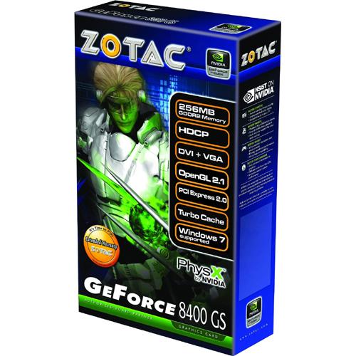 ZT-84MEG5M-HSL ZOTAC GeForce 8400 GS Graphics Card PCI Express 2.0 x16 256 MB DDR2 SDRAM 2560 x 1600