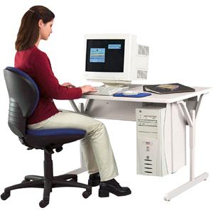 35XTC14-GMQ Bretford Connections Series 35XTC14 XTC Work Center Rectangle Top Y-shaped Base 42" Table Top Width x 30" Table Top Depth x 1" Table Top Thickness 32" Height Mist Gray, Quartz