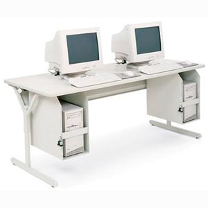 35XTCTG25-GMQ Bretford Connections TechGuard XTC Computer Desk Rectangle Top 70" Table Top Width x 30" Table Top Depth 32" Height Laminated, Mist Gray, Quartz Gray