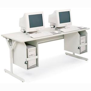 35XTCTG21-GMQ Bretford Connections 35XTCTG25-GMQ TechGuard XTC Computer Desk Rectangle Top 36" Table Top Width x 30" Table Top Depth 32" Height Laminated, Mist Gray, Quartz Gray